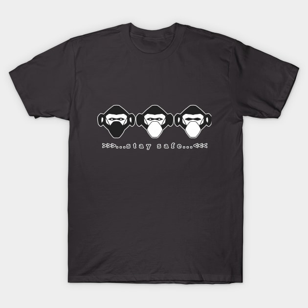 Three wise monkeys in safe masks T-Shirt by AgniArt